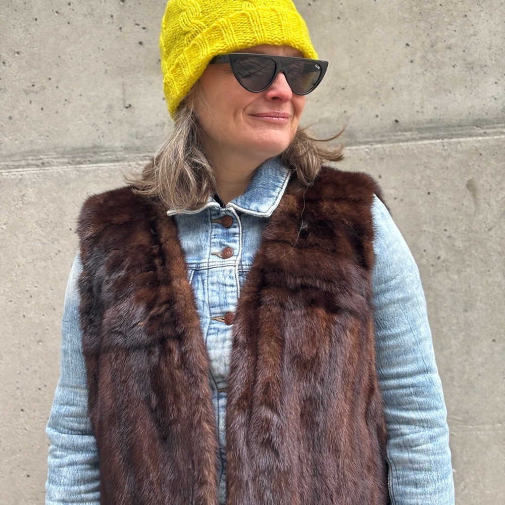 Vintage chocolate mink oversize  sleeve less Fur Coat - Picture 10 of 12